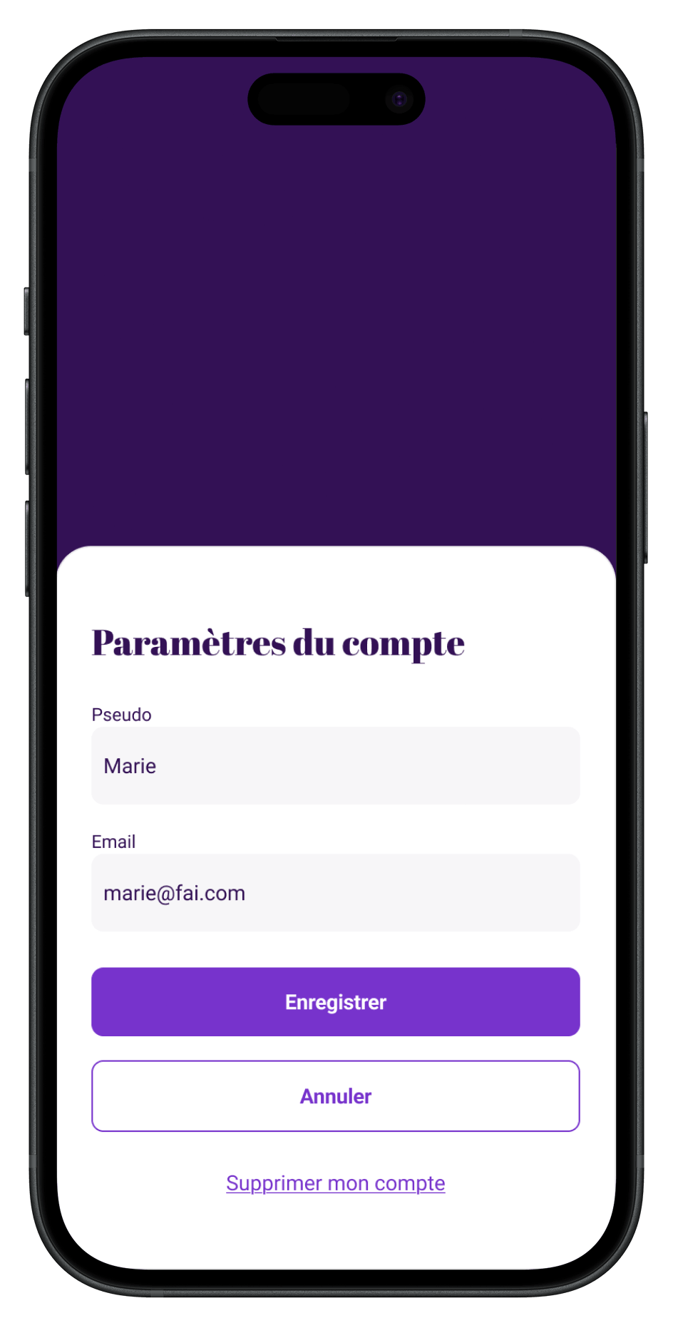 Paramètres du compte Lumina