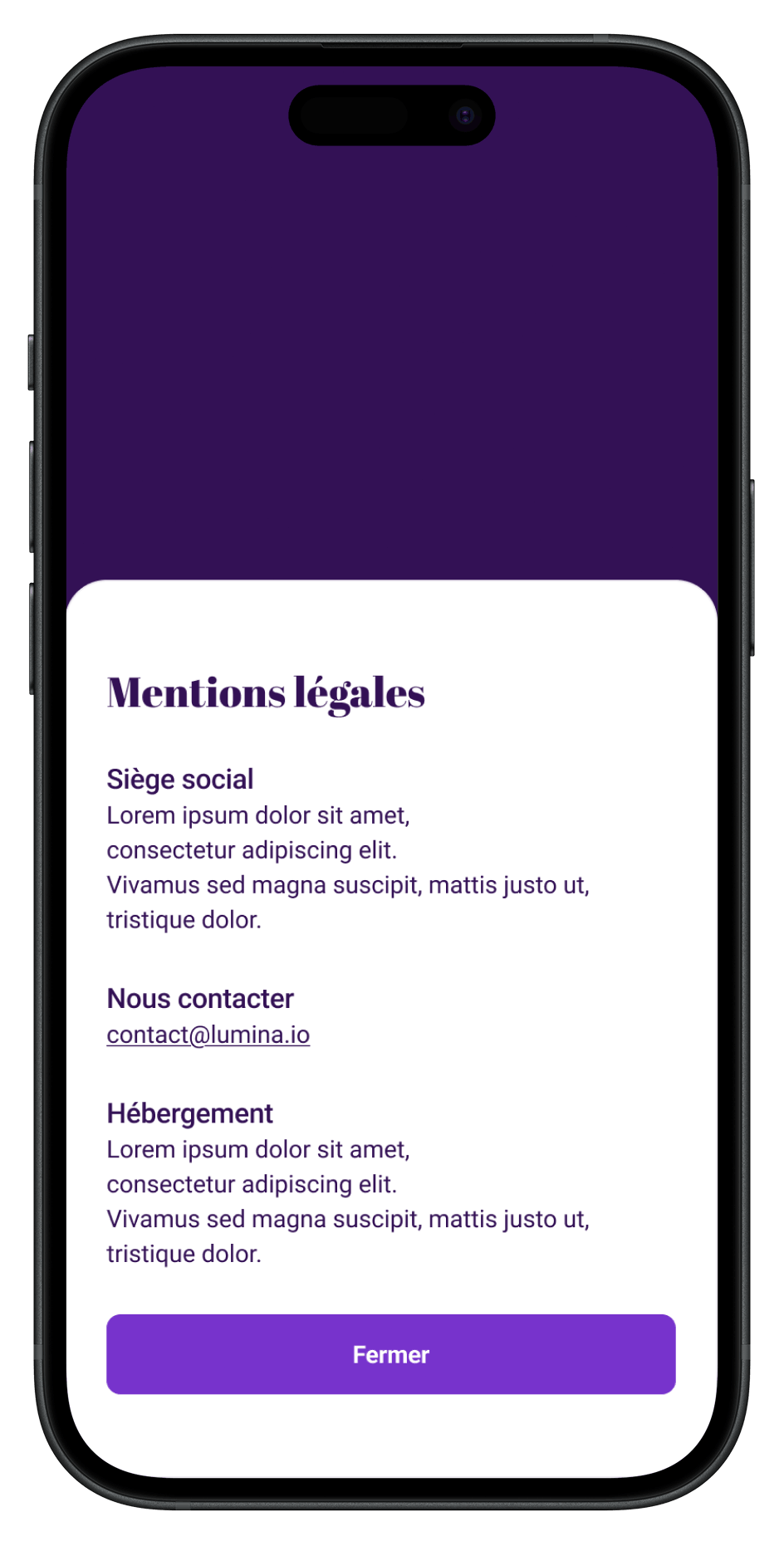 Mentions légales Lumina
