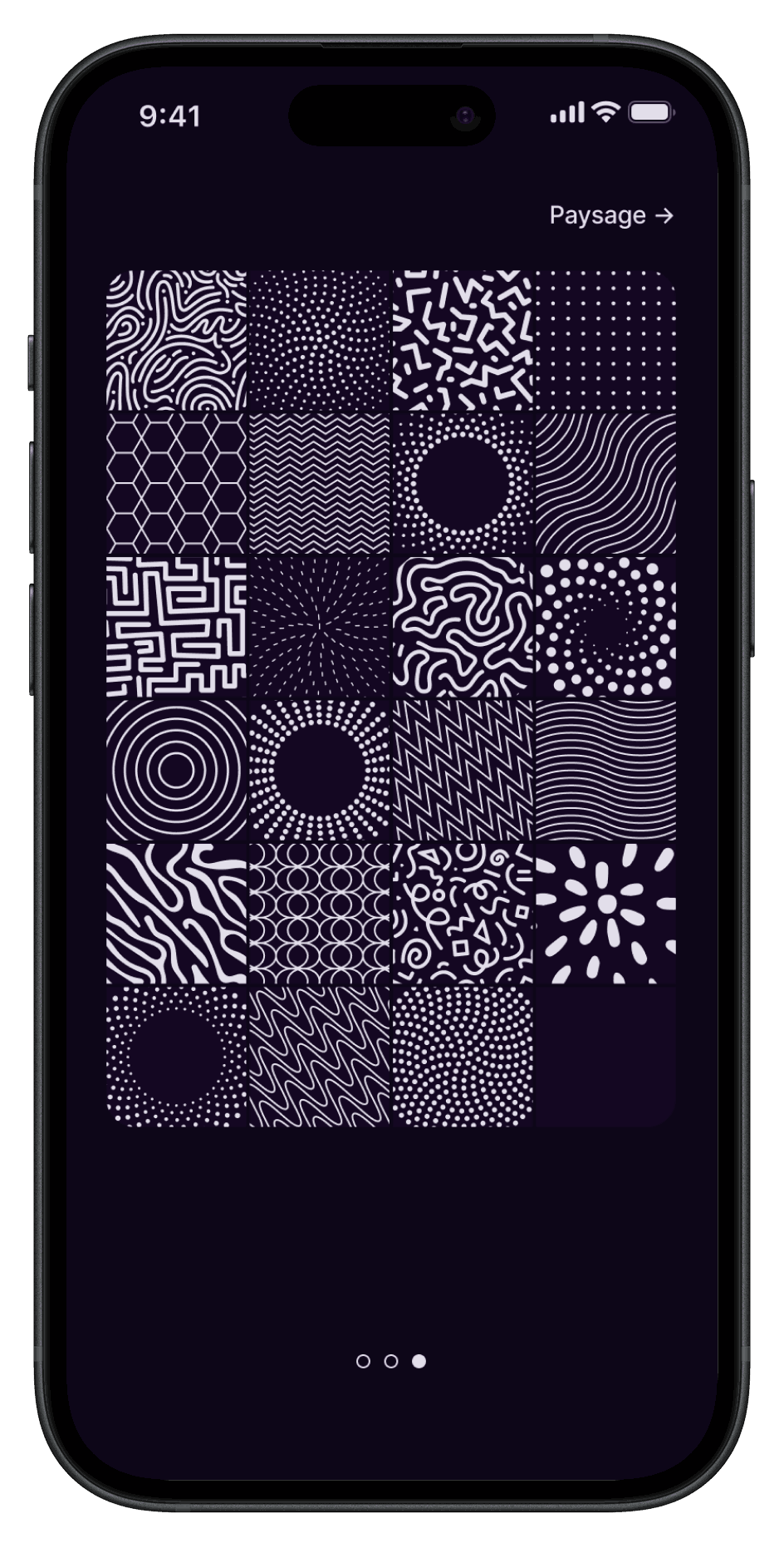 Composition 3/3 thème sombre Trace.